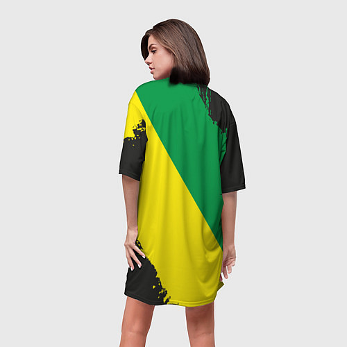 Женская длинная футболка JDM GREEN YELLOW LOGO / 3D-принт – фото 4