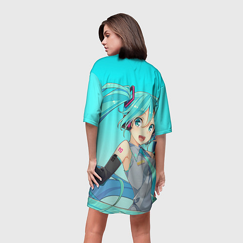 Женская длинная футболка Hatsune Miku Мику Хацунэ / 3D-принт – фото 4