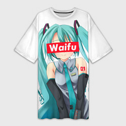 Женская длинная футболка Waifu - Hatsune Miku