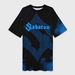 Футболка женская длинная Sabaton синий дым, цвет: 3D-принт