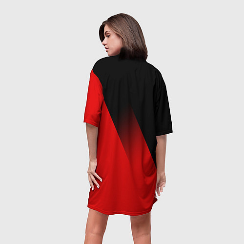 Женская длинная футболка DUCATI RED DEVIL MOTOCYCLE / 3D-принт – фото 4
