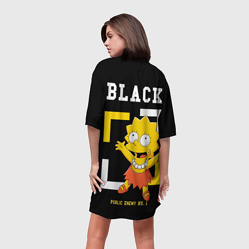 Женская длинная футболка БАР И ЛИЗА СИМПСОНЫ х ON BLACK / 3D-принт – фото 4