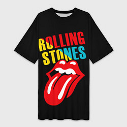 Футболка женская длинная Роллинг Стоунз Rolling Stones, цвет: 3D-принт