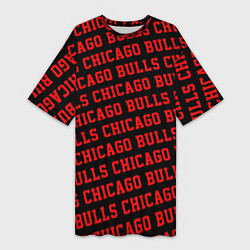 Футболка женская длинная Чикаго Буллз, Chicago Bulls, цвет: 3D-принт