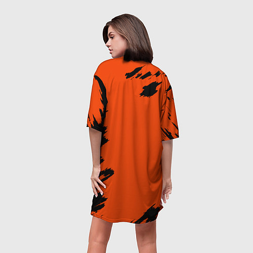 Женская длинная футболка Шарж Ангус Янг ACDC / 3D-принт – фото 4