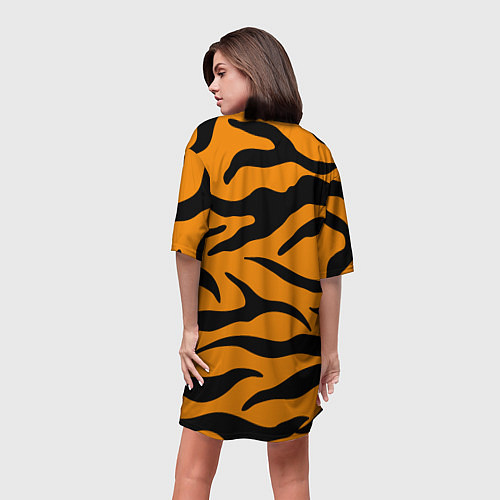 Женская длинная футболка Тигриные полосы, Символ 2022 года / 3D-принт – фото 4