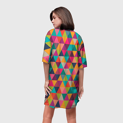Женская длинная футболка Единорог на радуге в геометрии / 3D-принт – фото 4