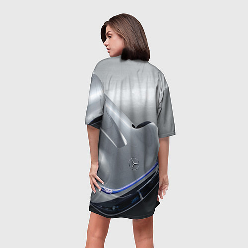 Женская длинная футболка Mercedes-Benz EQ Silver Arrow Concept / 3D-принт – фото 4