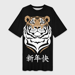 Женская длинная футболка С Новым годом! Тигр 2022