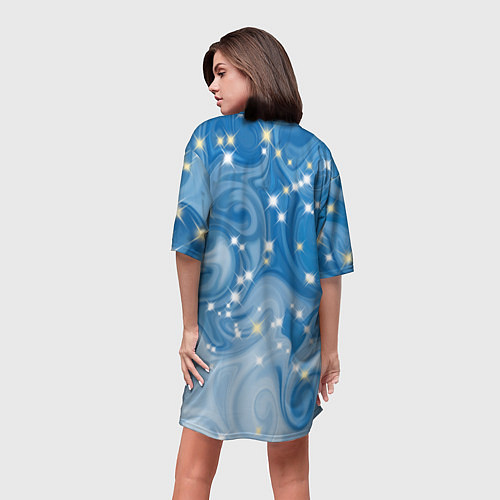 Женская длинная футболка Голубая метелица / 3D-принт – фото 4