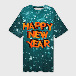 Женская длинная футболка HAPPY NEW YEAR 2022 С НОВЫМ ГОДОМ