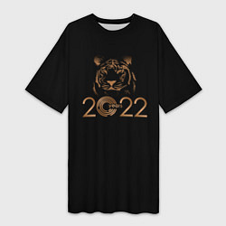Футболка женская длинная 2022 Tiger Bronze Theme, цвет: 3D-принт