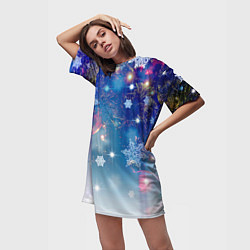 Футболка женская длинная Игрушки на Елке, цвет: 3D-принт — фото 2