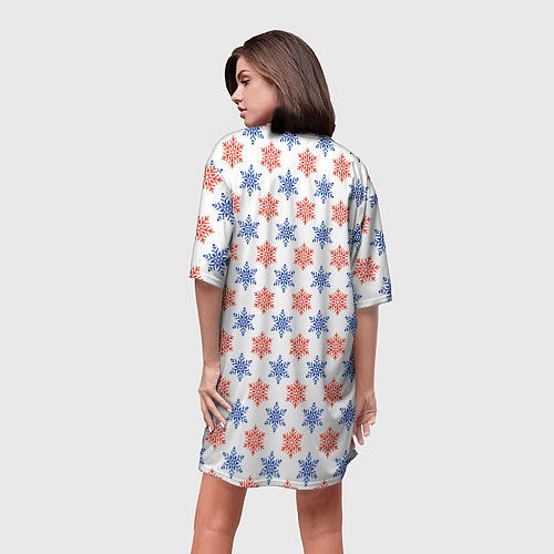 Женская длинная футболка Снежинки паттернsnowflakes pattern / 3D-принт – фото 4