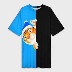 Женская длинная футболка Новый год 2022 тигр