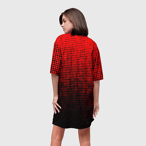Женская длинная футболка MU red-black / 3D-принт – фото 4