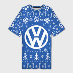 Женская длинная футболка Volkswagen Новогодний