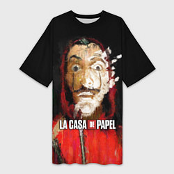 Женская длинная футболка БУМАЖНЫЙ ДОМ РИСУНОК - LA CASA DE PAPEL BELLA CIAO