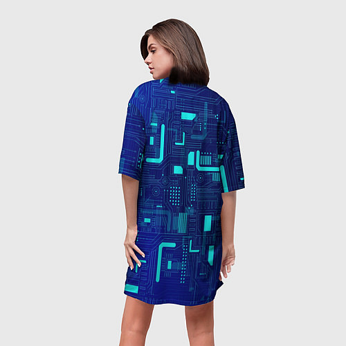 Женская длинная футболка Киберпанк Зима 2022 / 3D-принт – фото 4