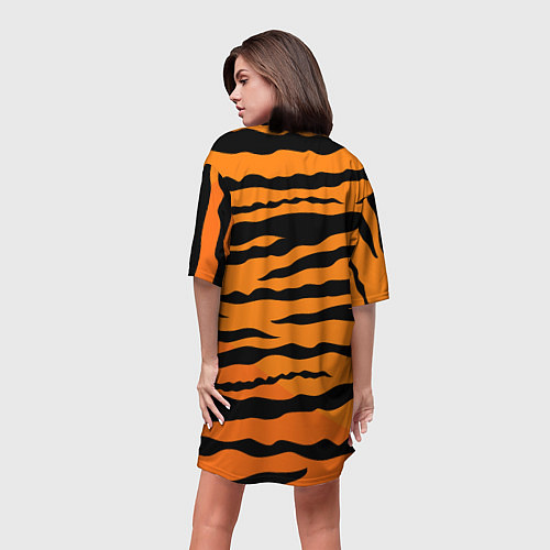 Женская длинная футболка Шкура тигра вектор / 3D-принт – фото 4