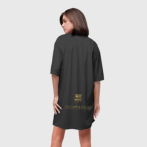 Женская длинная футболка Barcelona Gold-Graphite Theme / 3D-принт – фото 4