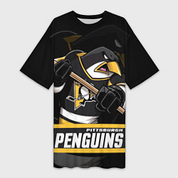 Женская длинная футболка Питтсбург Пингвинз, Pittsburgh Penguins