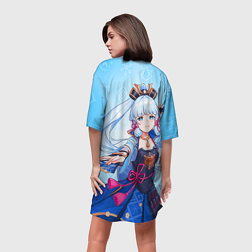 Женская длинная футболка Аяка - Геншин Импакт / 3D-принт – фото 4