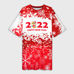 Футболка женская длинная Happy New Year 2022, цвет: 3D-принт