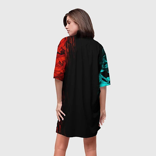 Женская длинная футболка GENSHIN IMPACT XIAO ГЕНШИН ИМПАКТ СЯО / 3D-принт – фото 4