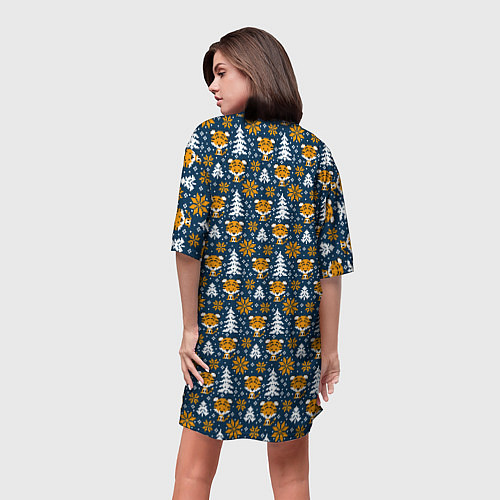 Женская длинная футболка Вязаный тигренок / 3D-принт – фото 4