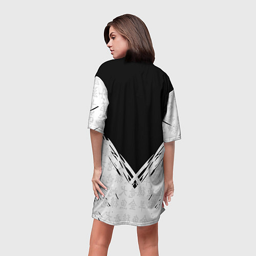 Женская длинная футболка WALHALLA TEAM, БРЫЗГИ КРАСОК / 3D-принт – фото 4