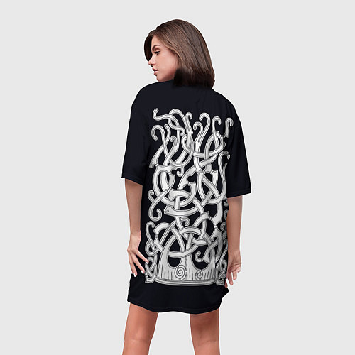 Женская длинная футболка Вязь Викингов / 3D-принт – фото 4