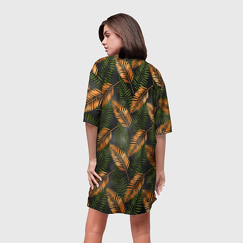 Женская длинная футболка Африканские листья / 3D-принт – фото 4