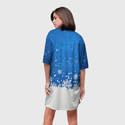 Женская длинная футболка Снежинки - С Новым Годом / 3D-принт – фото 4