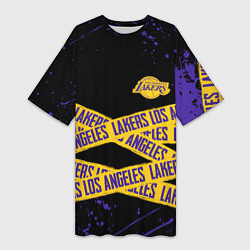 Женская длинная футболка LAKERS LOGO БРЫЗГИ КРАСОК