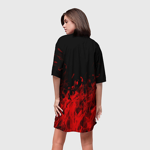 Женская длинная футболка Гражданская оборона пламя / 3D-принт – фото 4