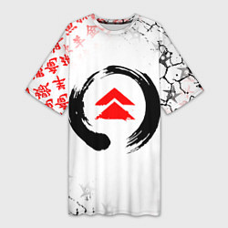 Женская длинная футболка ПРИЗРАК ЦУСИМЫ ЭМБЛЕМА GHOST OF TSUSHIMA