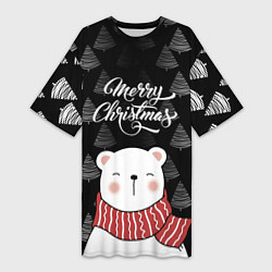 Женская длинная футболка MERRY CHRISTMAS BEARS