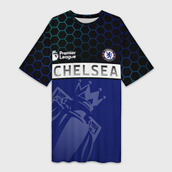 Футболка женская длинная FC Chelsea London ФК Челси Лонон, цвет: 3D-принт