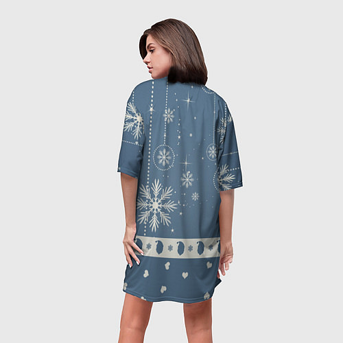 Женская длинная футболка Капелька новогоднего настроения / 3D-принт – фото 4