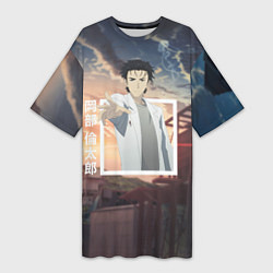 Футболка женская длинная Врата Штейна Steins Gate, Rintaro Okabe Ринтаро Ок, цвет: 3D-принт