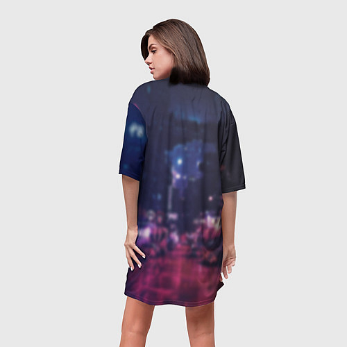 Женская длинная футболка Кэ Цин Keqing, Genshin Impact стиль киберпанк / 3D-принт – фото 4