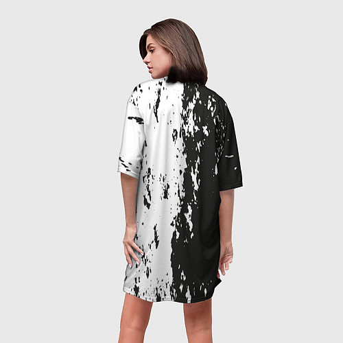 Женская длинная футболка Death Stranding Black & White / 3D-принт – фото 4