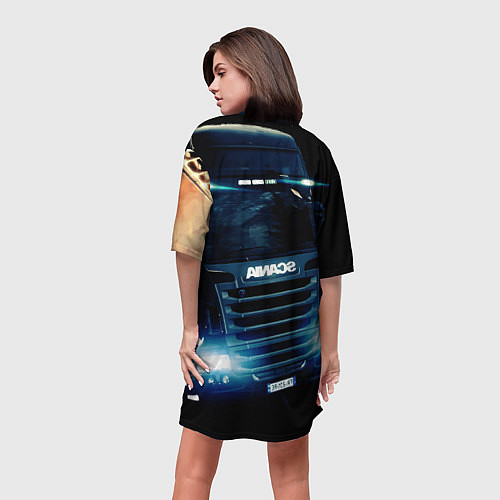 Женская длинная футболка SCANIA Дальнобой 2022 / 3D-принт – фото 4