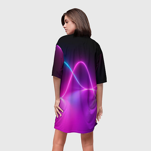 Женская длинная футболка Лучи света pink theme / 3D-принт – фото 4