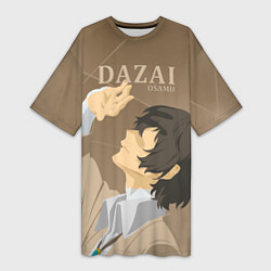 Футболка женская длинная Дазай Осаму Dazai Osamu, bungou stray dogs образ, цвет: 3D-принт