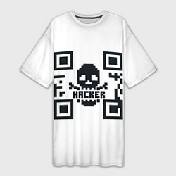 Футболка женская длинная Хакерю QR-code Qr код для программистов, цвет: 3D-принт