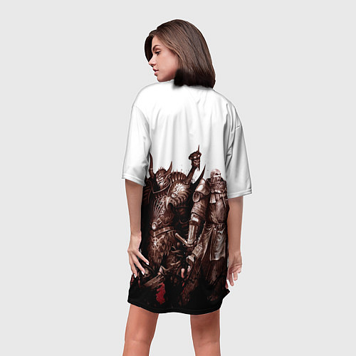 Женская длинная футболка Вархаммер ART / 3D-принт – фото 4