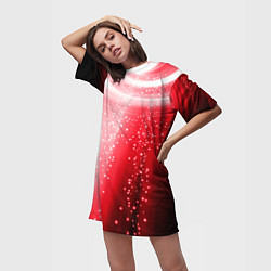 Футболка женская длинная Красная космическая спираль, цвет: 3D-принт — фото 2