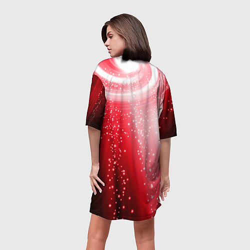 Женская длинная футболка Красная космическая спираль / 3D-принт – фото 4